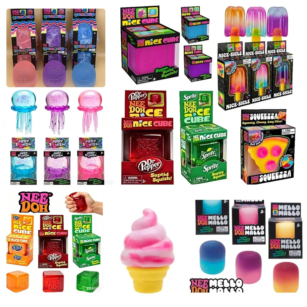 Nee doh Squeeze Blind Box Gift Supplies sensory toy, pinch and pressure reducing cube, squeeze able Fidget pressure reducing