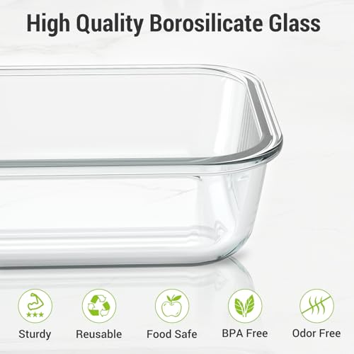 Dealusy 10 Sets 36 oz & 12 oz Glass Food Storage Containers with lids, Gray