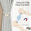 KLOGTSIND Magnetic Curtain Tiebacks, Curtain Holdbacks for Curtains 2 Pack, Wood Bead Curtain Holders for Boho Bedroom Decor, Baby Nursery Decor, Farmhouse Decor