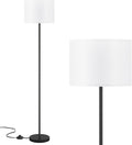 Modern Floor Lamp Simple Design with White Shade, Foot Pedal Switch, 60" Small Tall Lamps for Living Room Bedroom Office Dining Room Kitchen, Black Pole Lamp(Without Bulb)