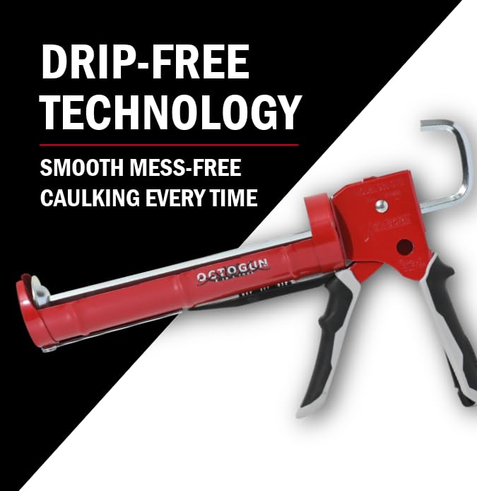 Newborn 930-GTD Drip-Free Smooth Hex Rod Cradle Caulking Gun with Gator Trigger Comfort Grip, 1/10 Gallon Cartridge, 10:1 Thrust Ratio