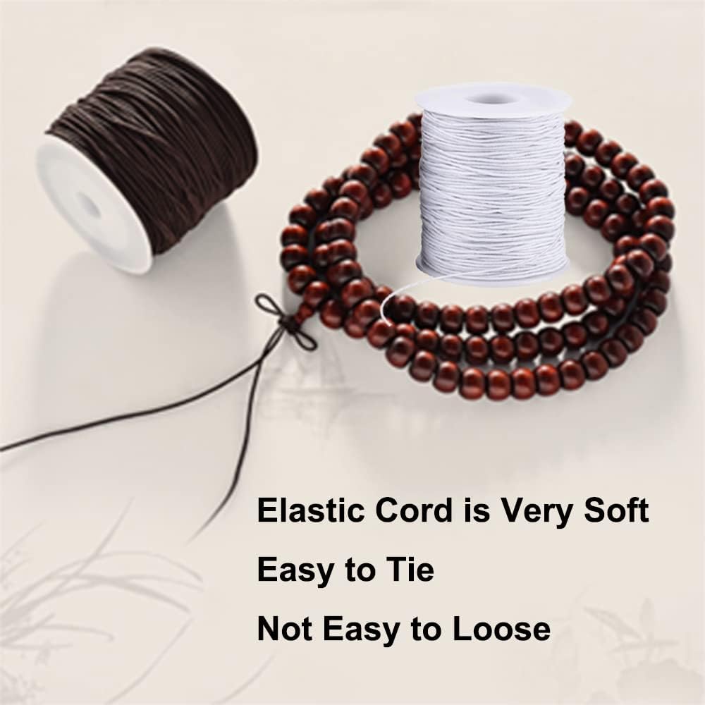 LUSTEMBER Stretchy String for Bracelets, 4 Rolls 1 mm Sturdy Elastic String Elastic Cord for Jewelry Making, Necklaces, Beading (2 Black+ 2 White)