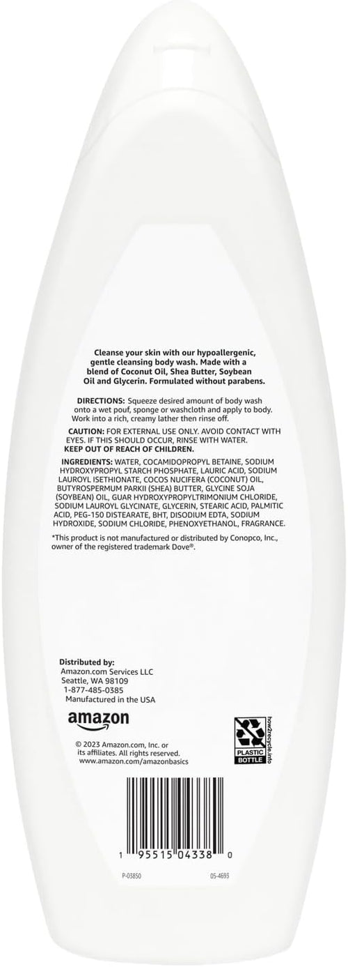 Amazon Basics Hypoallergenic Body Wash for Sensitive Skin, Creamy Lather, Paraben Free, 22 fl oz (1-Pack)