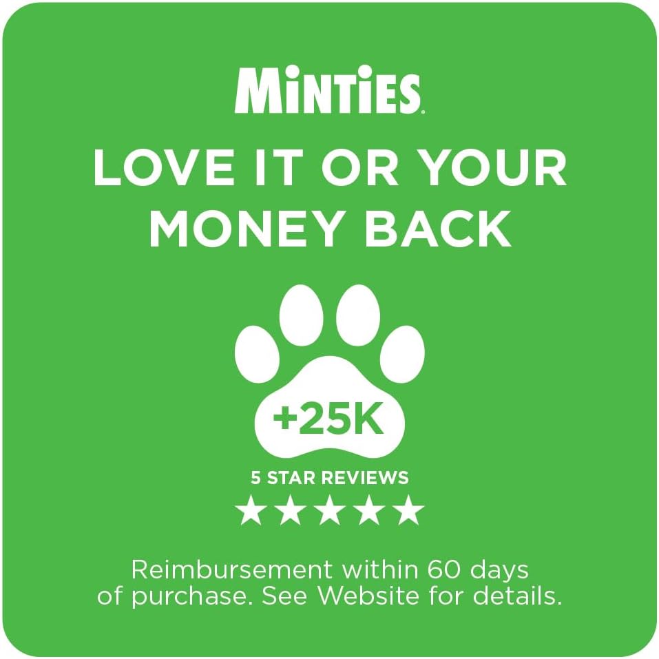 Minties Dog Dental Bone Treats, Tiny/Small Dental Dog Treats, 16 Ounces, Cleans Teeth, Fight Bad Breath, Removes Plaque and Tartar, 40 Count