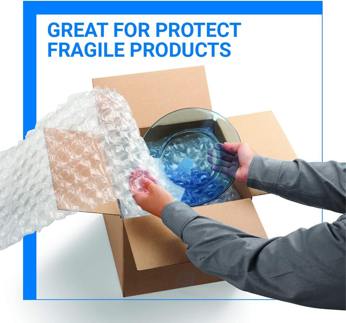 Bubble Cushioning Wrap Rolls, 3/16" x 12" x 72' ft Total [2 Rolls of 36 Feet] Perforated Every 12", 20 Fragile Stickers for Packaging, Shipping, Mailing
