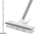 SetSail Floor Scrub Brush with 51-Inch Long Adjustable Handle 2 in 1 Scrape Brush Stiff Bristle Floor Scrubber for Cleaning Shower Bathroom Garage Kitchen Wall Deck Tub Tile