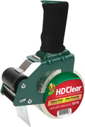 Duck HD Clear Packing Tape Dispenser Heavy Duty Packaging Tape Gun for Packing Boxes, Shipping and Moving - Includes 1 Refill Roll of HD Clear 1.88 In. x 50 Yards - Foam Handle (287398)