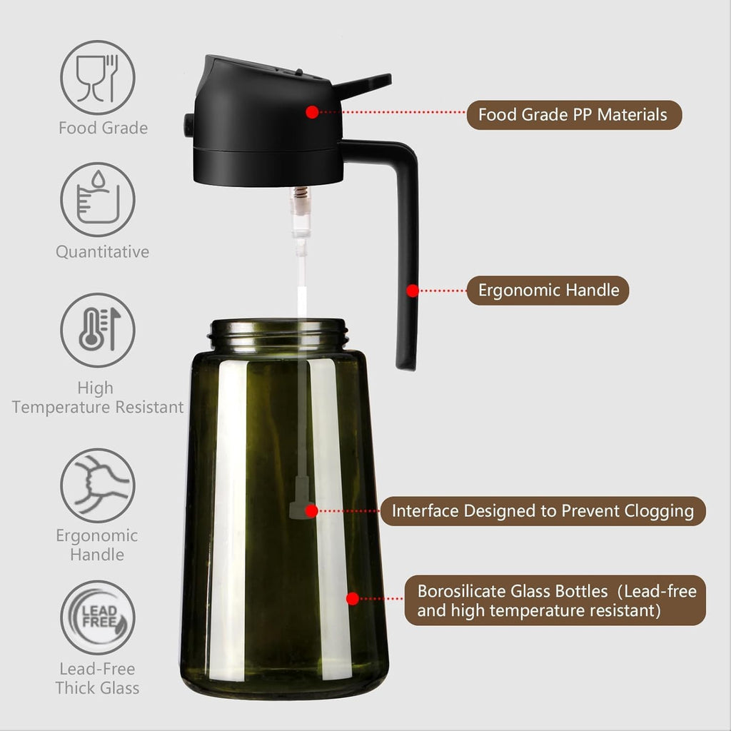 Olive Oil Sprayer for Cooking, 16oz/470ml Glass Light-Proof Oil Pourer for Kitchen, Air Fryer, Cooking, Salad, and BBQ by SWEET VIEW