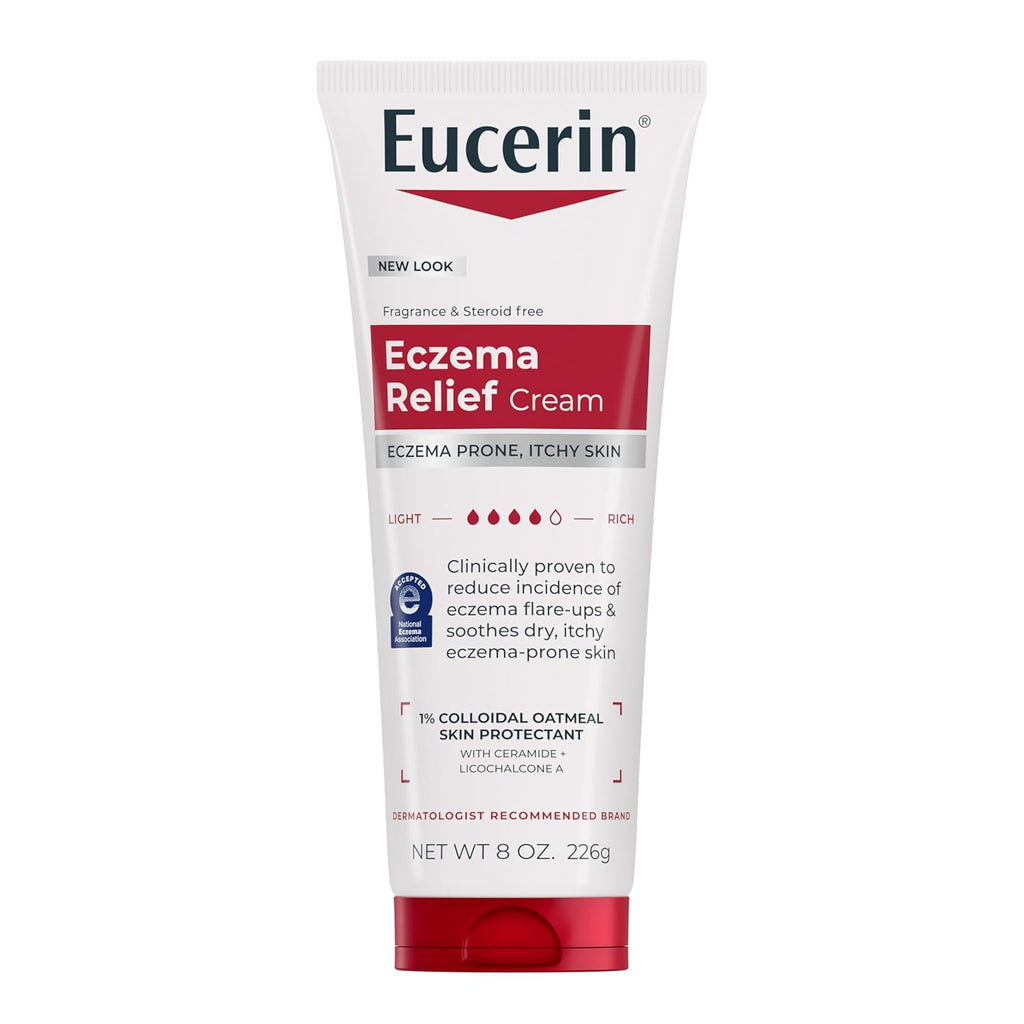 Eucerin Eczema Relief Cream, Full Body Lotion, Moisturizing Eczema Cream with Colloidal Oatmeal (Skin Protectant) and Ceramide 3, 8 Oz Tube