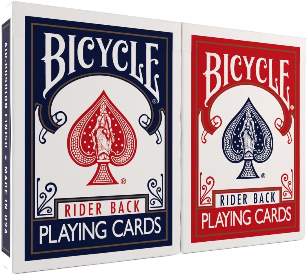 Bicycle Rider Back Playing Cards, Standard Poker Size Deck of Cards, Red & Blue (2 Pack), Classic Cards for Poker, Blackjack, Family Game Night & Card Games, Fun for All Ages