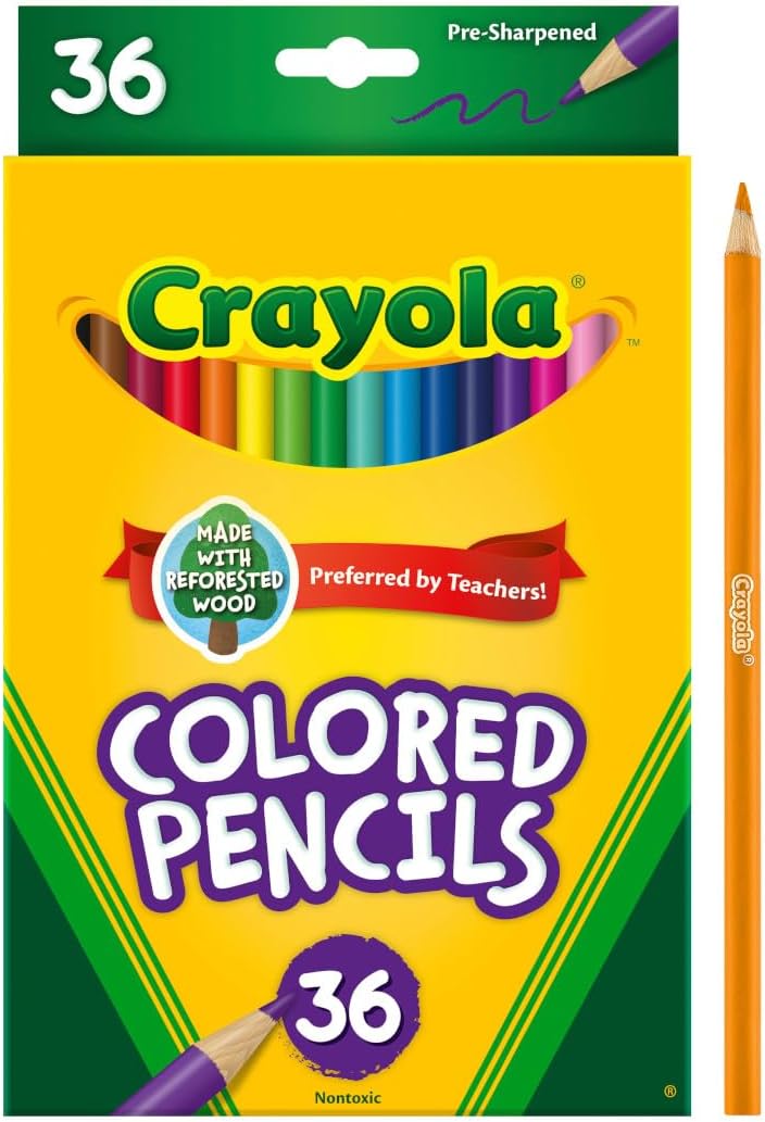 Crayola Colored Pencils (36ct), Kids Pencil Set, Pre-Sharpened Coloring Book Pencils for Kids & Adults, Arts & Crafts Supplies, Coloring Gift, Ages 3+