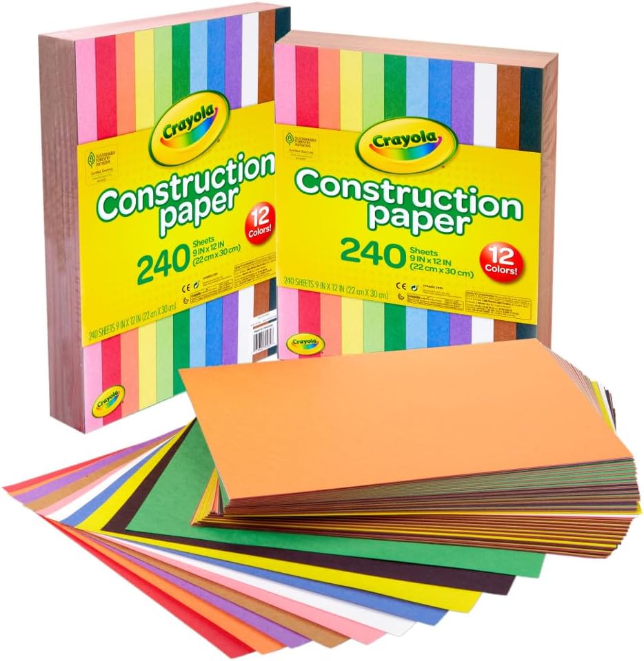 Crayola Construction Paper Bulk Pack (480 Sheets) – 10 Assorted Colors, 9x12, Classroom Arts & Crafts Supplies for Kids, Art Paper for School Projects