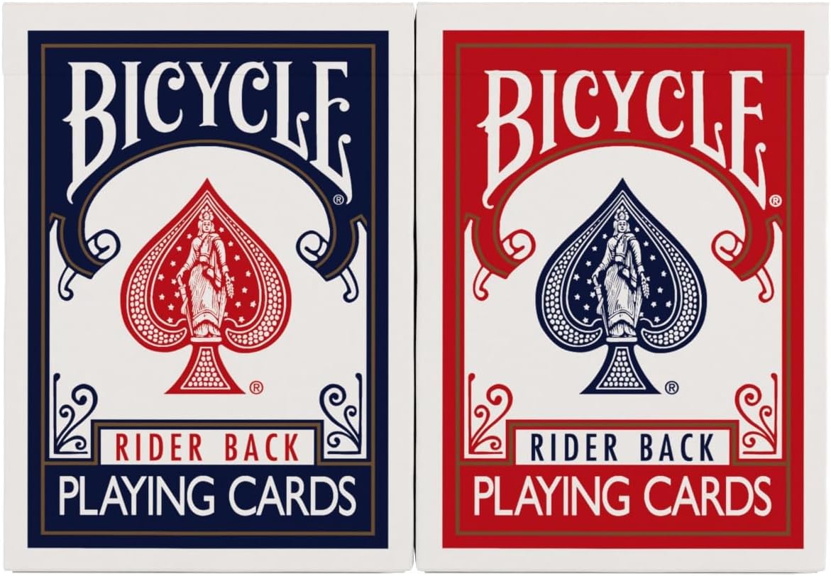 Bicycle Rider Back Playing Cards, Standard Poker Size Deck of Cards, Red & Blue (2 Pack), Classic Cards for Poker, Blackjack, Family Game Night & Card Games, Fun for All Ages