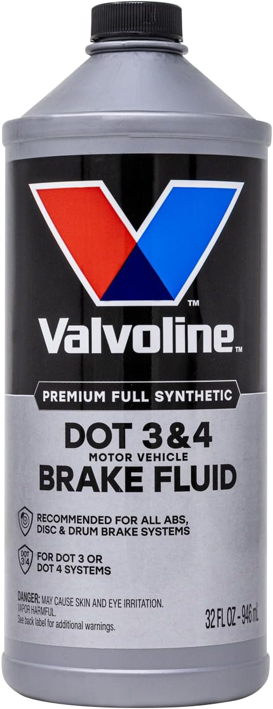 Valvoline DOT 3 & 4 Synthetic Brake Fluid with High Boiling Point, Corrosion Protection, Vapor Lock Resistance, Compatible with ABS, Disc and Drum Brake Systems, 32oz