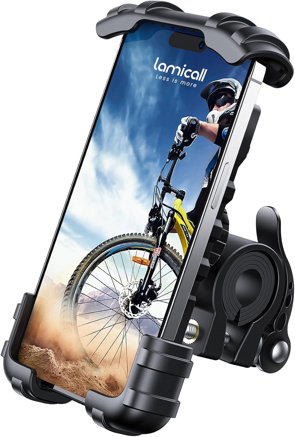 Lamicall Bike Phone Holder, Motorcycle Mount - Motorcycle Phone Holder, Handlebar Cell Phone Clamp, Scooter Phone Clip Gifts for iPhone 17 Air Pro Max, 16 15 Plus, S20, 4.7 to 6.8" Smartphones