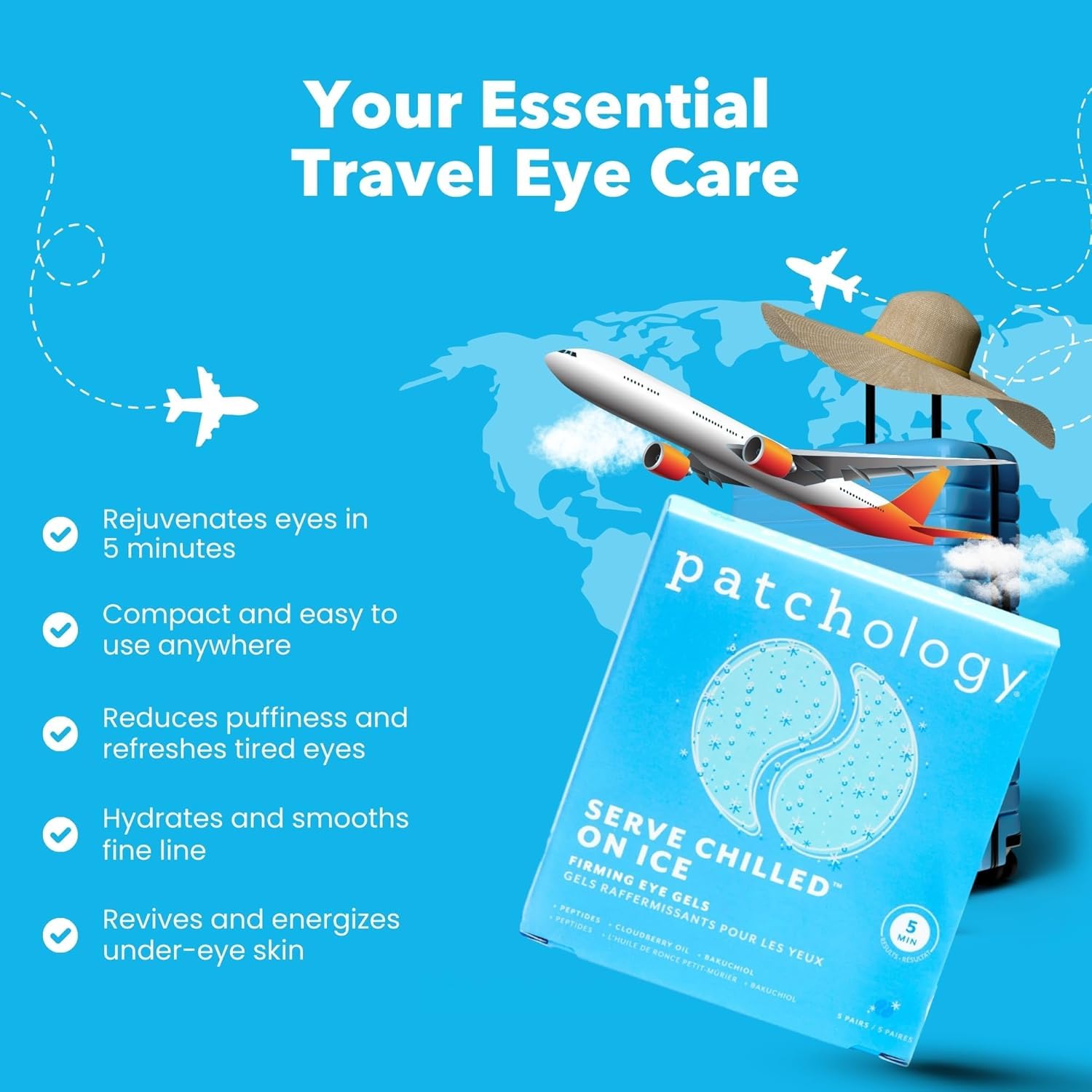 Patchology Iced Cooling Under Eye Mask Patches with Peptides, Cloudberry Oil & Bakuchiol – Firming & Soothing Eye Gels to Reduce Fine Lines and Under Eye Bags – Hydrating Under Eye Pads (5 Pairs)