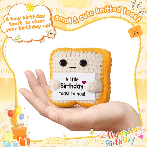 A Little Birthday Toast to You - Funny Happy Birthday Gifts for Women, Men, Mom, Dad, Sister, Best Friend - Unique Birthday Decorations Crochet Toast Gift Card for Her/Him Ideas, Mothers Day