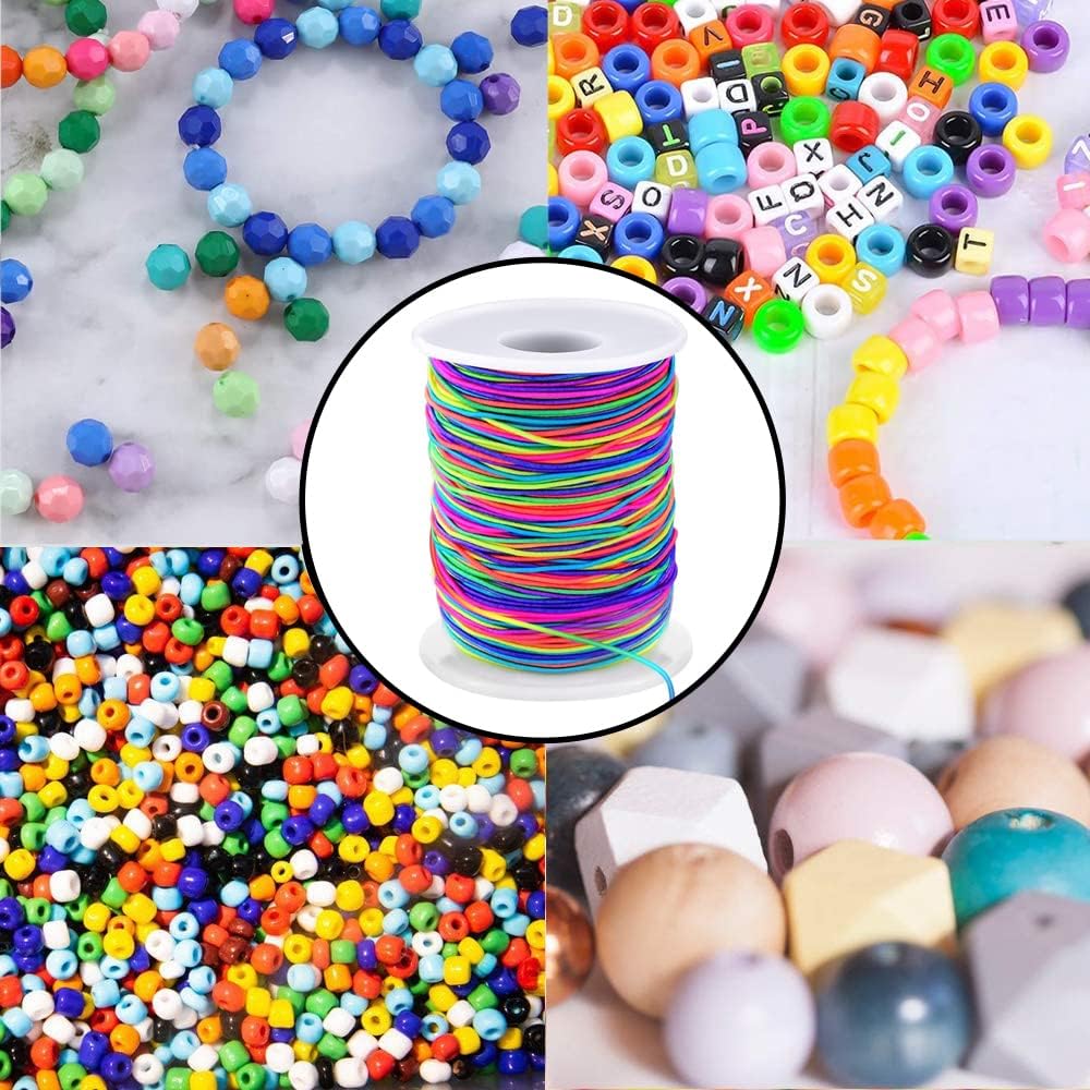 LUSTEMBER 1mm Stretchy Bracelet String, Sturdy Rainbow Elastic String Elastic Cord for Jewelry Making, Necklaces, Beading and Crafts