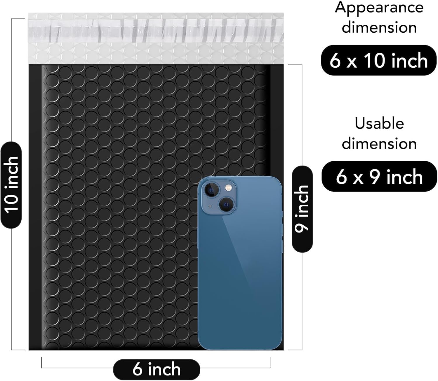 Fuxury Bubble Mailers 6x10" 100 Pack Black Padded Envelopes Usable Size 6x9" Thick Mailing Envelopes Bubble Opaque Padded Mailers Shipping Bags for Mailing Jewelry Makeup Small Business