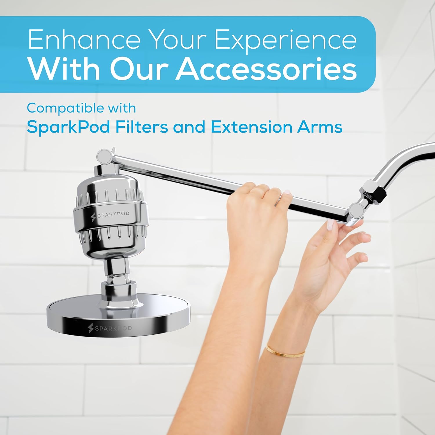 SparkPod Shower Head - High Pressure Rain - Premium Quality Luxury Design - Easy Clean Adjustable Replacement for Your Bathroom Shower Heads (Luxury Polished Chrome, 6 Inch Round)