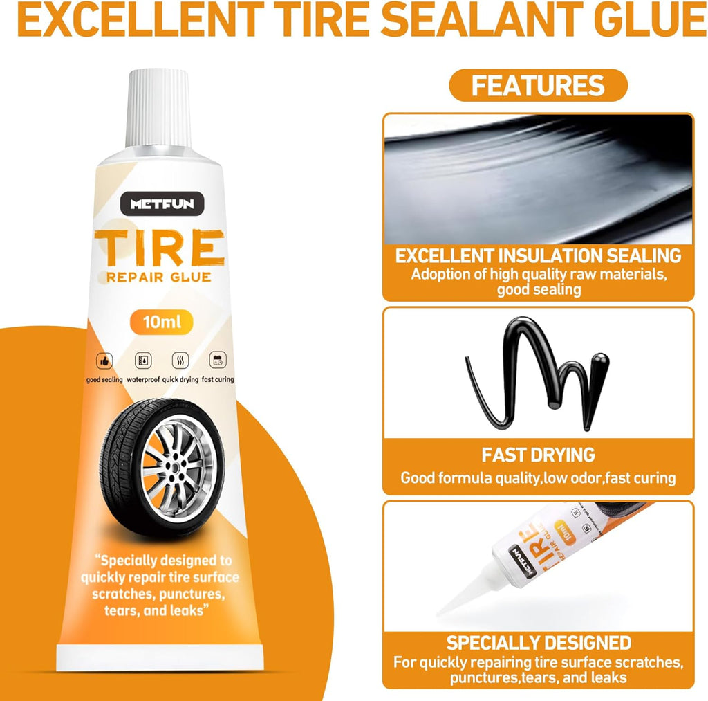 40 PCS Tire Repair Rubber Nails Kit with 2 Tubes of Black Tire Sealant Glue, 2026 New Screw in Tire Plugs Kit, Fast Self-Service Tire Repair Screws Kit for Car Motorcycle Truck Tractor Puncture Repair