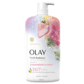 Olay Body Wash for Women, Fresh Radiance, 24/7 Skin-Loving Freshness, Visibly Radiant, Plant Based Cleansers, Vitamin B3 & Antioxidant Blend, For All Skin Types, Strawberry & Mint Scent, 29 fl oz