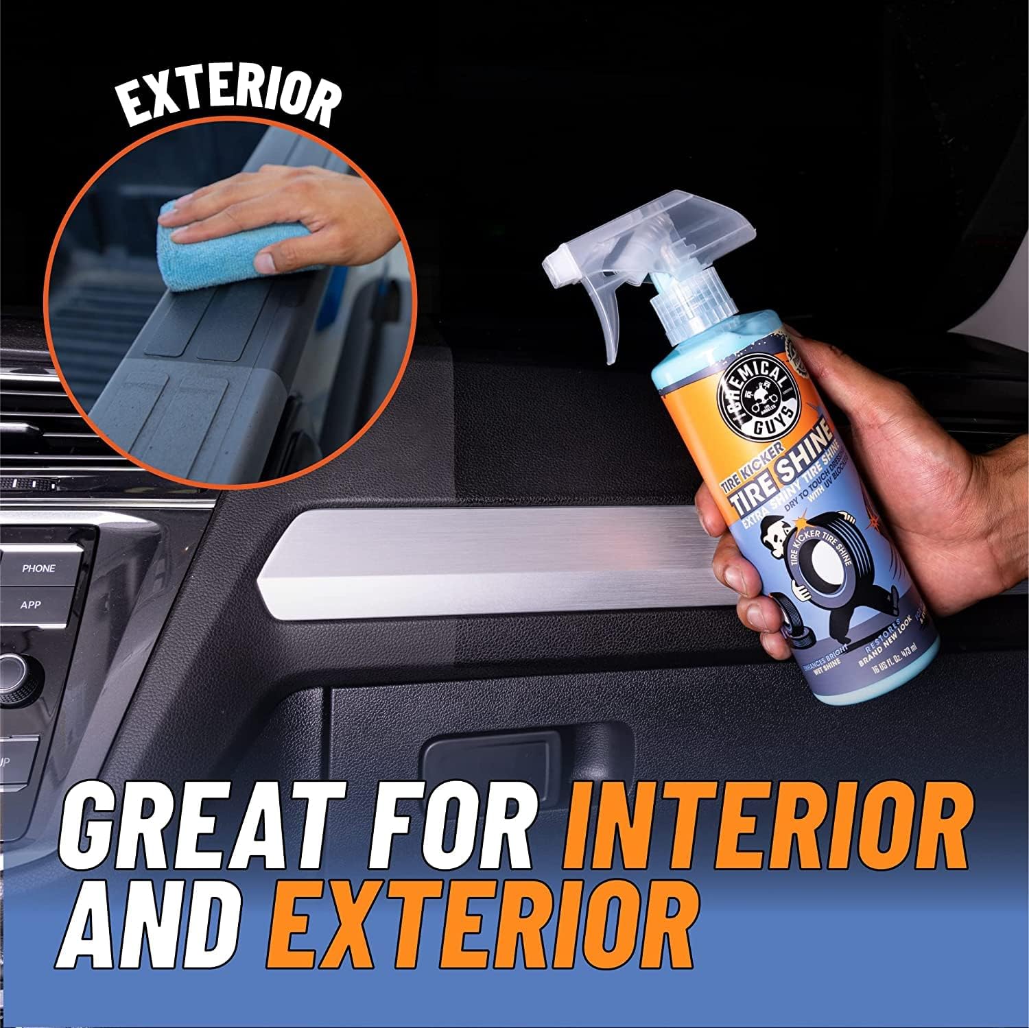 Chemical Guys Tire Kicker Sprayable Extra Glossy Tire Shine Spray, Dry-to-Touch Dressing - Restores Wet Look to Rubber, Vinyl, and Plastic, Safe for Cars, Trucks, Motorcycles, RVs, and More - 16 oz