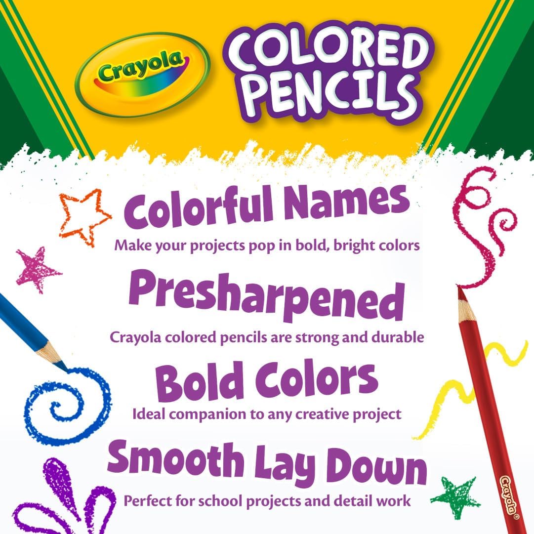 Crayola Colored Pencils (36ct), Kids Pencil Set, Pre-Sharpened Coloring Book Pencils for Kids & Adults, Arts & Crafts Supplies, Coloring Gift, Ages 3+