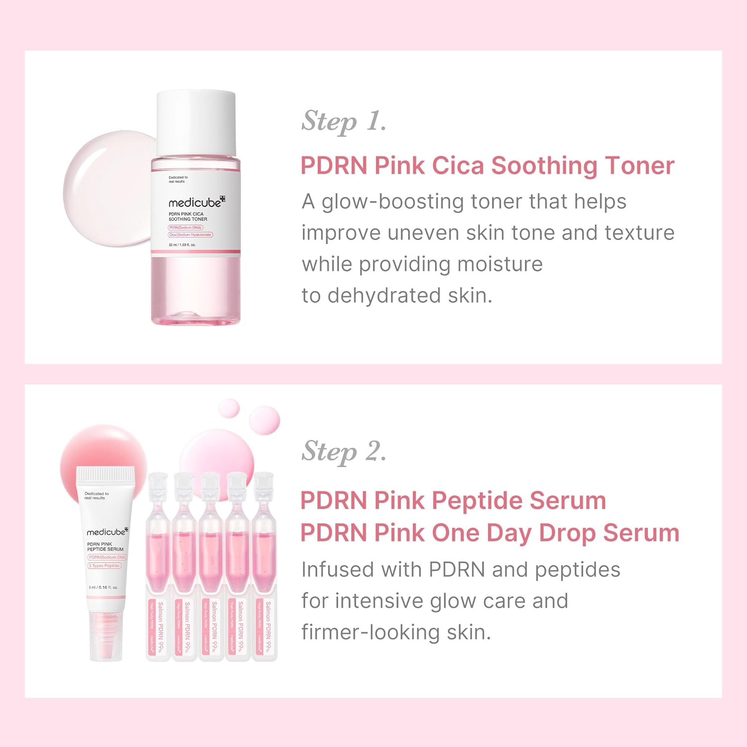 medicube Salmon DNA PDRN Trial Kit | Glass Glow Mini Skincare Set with Toner, Serum & Sheet Mask for Hydrating, Firming, Moisturizing |Gift & Travel Essentials for Women & Girls | Korean Skincare