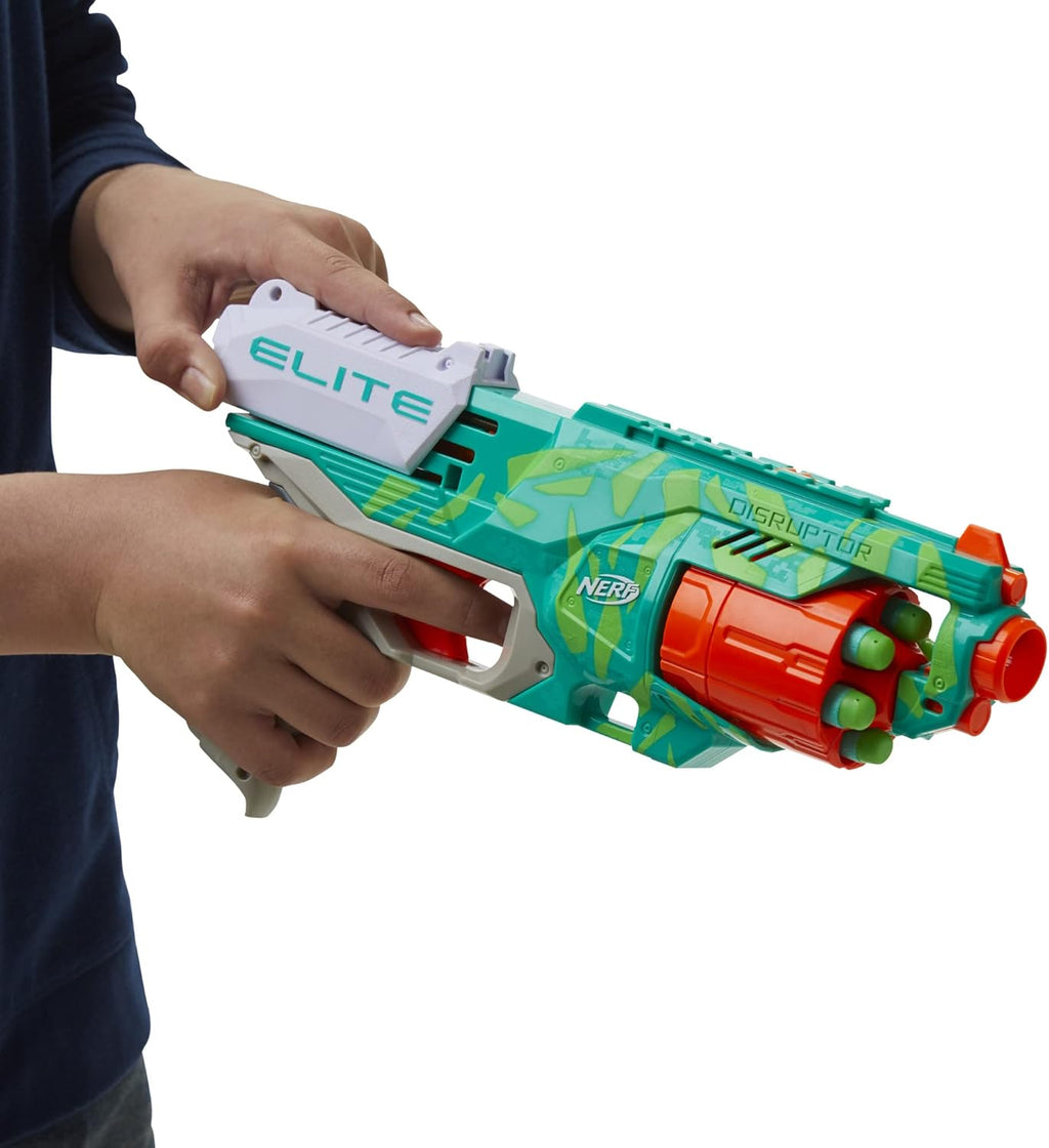 NERF Elite Disruptor Dynamic Green Dart Blaster, Rotating Drum, Slam Fire, Easter Gift for Kids, Kids Outdoor Toys for 8 Year Old Boys & Girls (Amazon Exclusive)