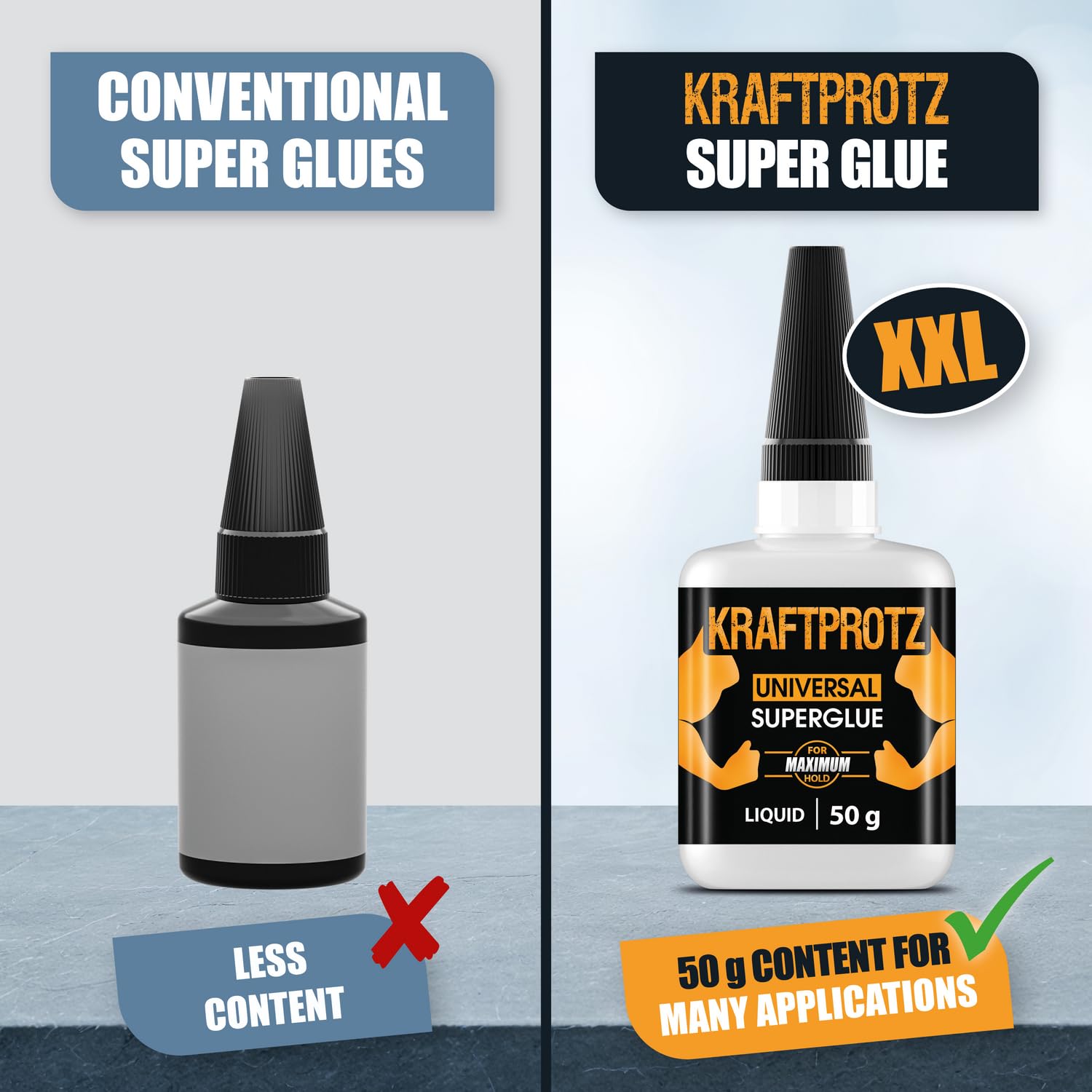 Super Glue XXL Value Size (1.76oz) All Purpose Liquid Adhesive for Plastic – Bonds Wood, Metal, Rubber, Ceramic & Leather – Industrial Strength Bonding