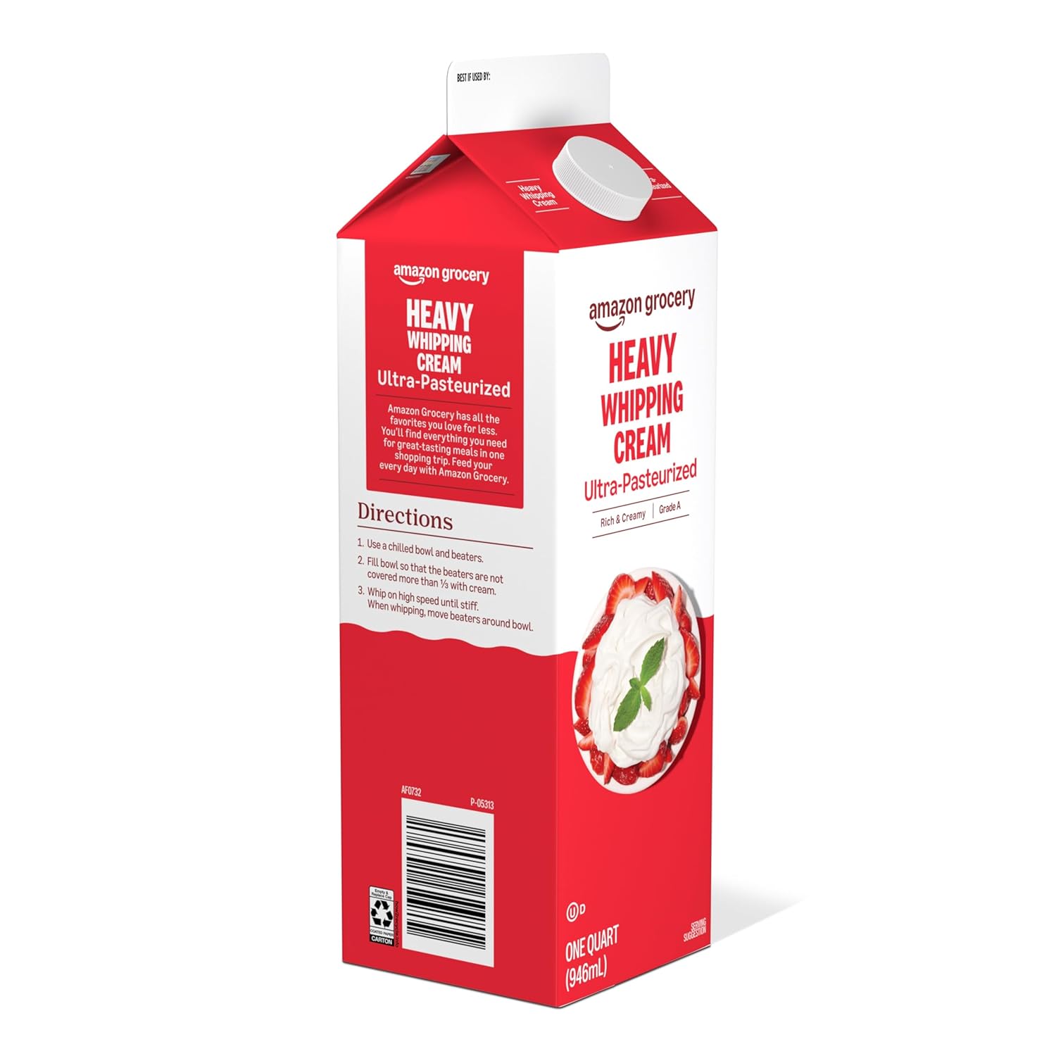 Amazon Grocery, Heavy Whipping Cream, Ultra-Pasteurized, 32 Fl Oz