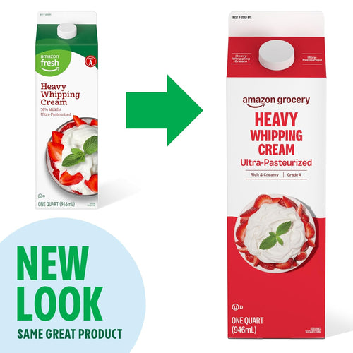 Amazon Grocery, Heavy Whipping Cream, Ultra-Pasteurized, 32 Fl Oz