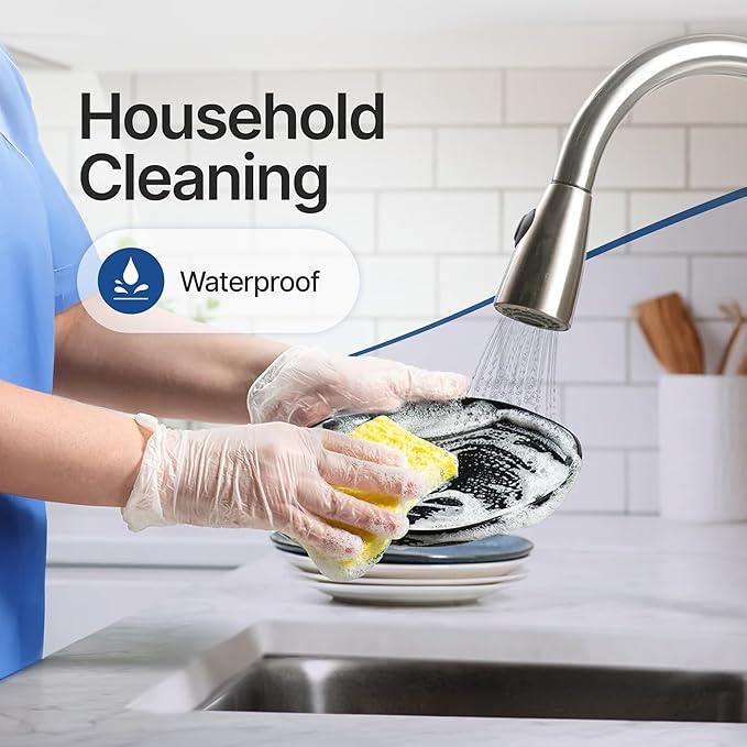 Schneider Clear Vinyl Exam Gloves, Latex-Free, Disposable Medical Gloves, Cleaning Gloves, Food Safe, Powder-Free, 4 mil