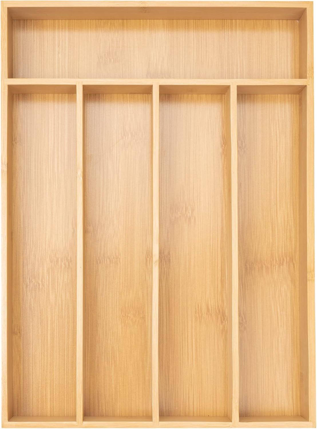 Besilord Silverware Organizer Kitchen Drawer Organizer Utensil Organizer Bamboo Silverware Holder Cutlery Organizer in Drawer Flatware Organizer Tray(5 slots, Natural