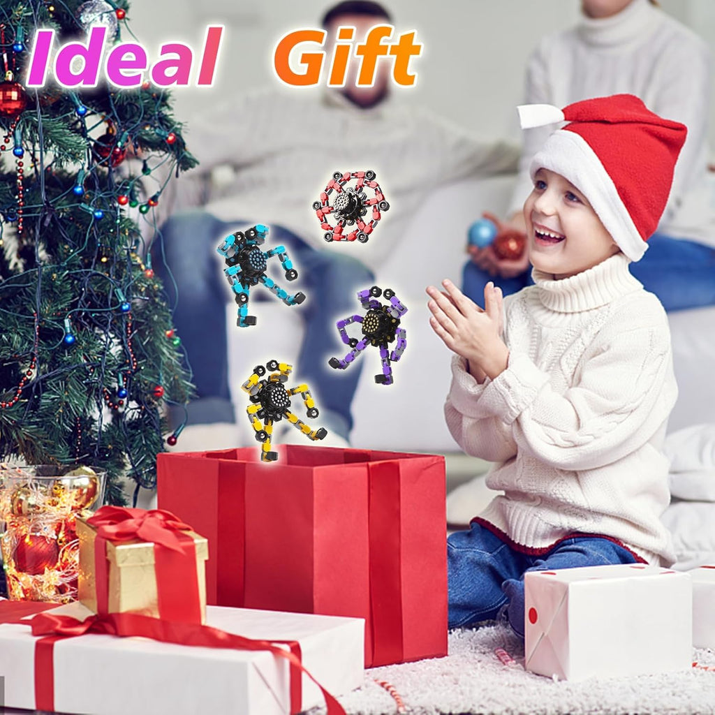 Gokeey Transformable Fidget Spinners Toys 4 Pcs for Kids and Adults Stress Relief Sensory Toys for Boys and Girls Age 8-13 Fingertip Gyros Easter Party Favors Birthday Gifts for Teens Travel Toys