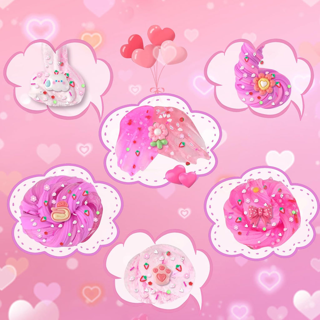6 Pack Slimes, Pink Slime Kids, Cloud Slime kit for Girls Ages 8-12, Toys for Girls and Boys, for Kids Slime Set Party kit Goodie Bag Stuffers, 4 5 6 7 8 9 10 Year Old Girl Birthday Gift Cute Stuff