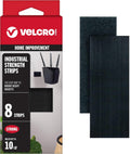 VELCRO Brand Heavy Duty Fasteners | 4x2 Inch Strips with Adhesive 8 Sets | Holds 10 lbs | Black Industrial Strength Stick On Tape | Indoor or Outdoor Use (VEL-30703-USA), 8 Count (Pack of 1)