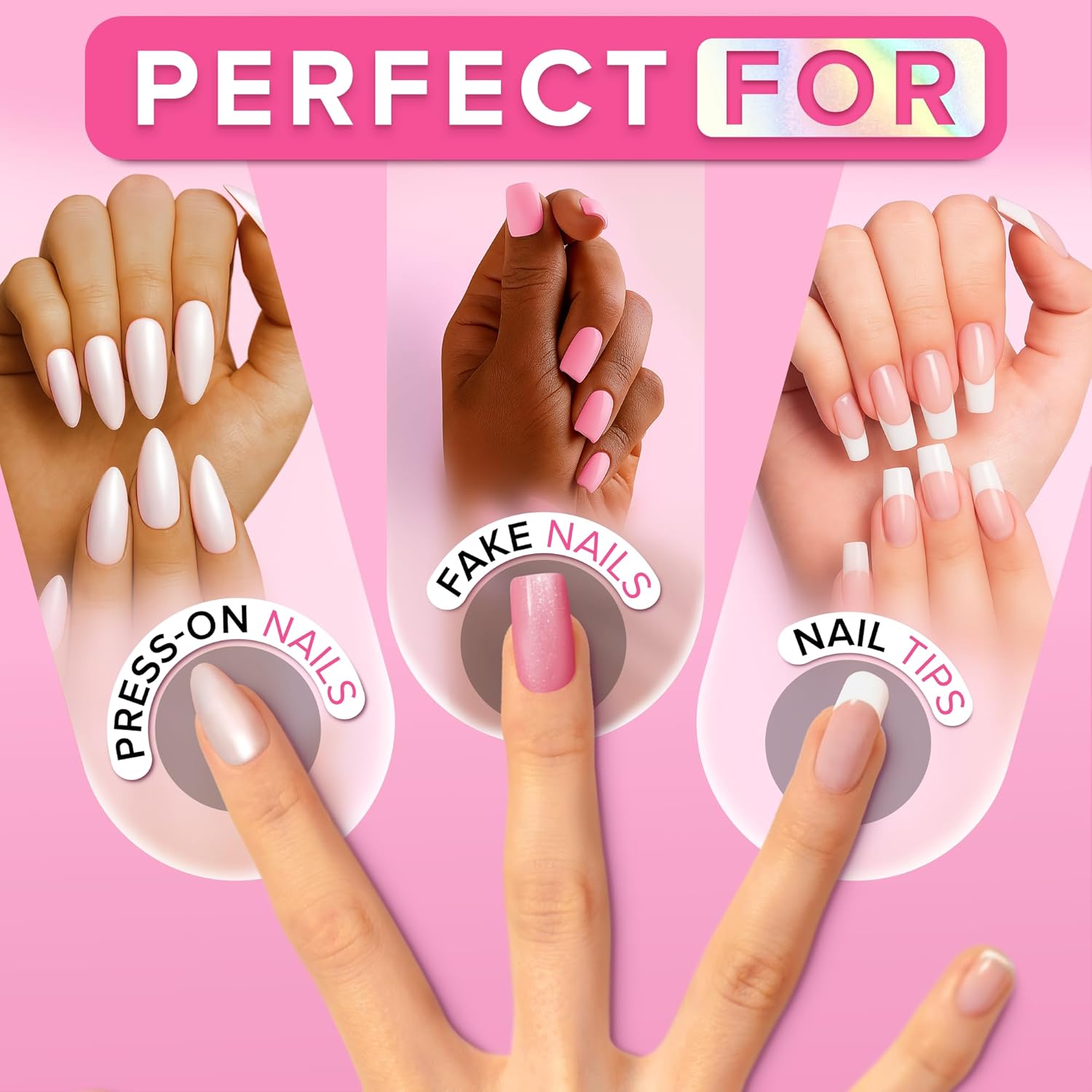 Super Strong Nail Glue for Press On Nails, Nail Tips & Acrylic Nails (8ml) NYK1 NailBond Brush On Glue for Press Ons, Tips & Acrylics - Long Lasting, Maximum Strength, Mess-Free Application