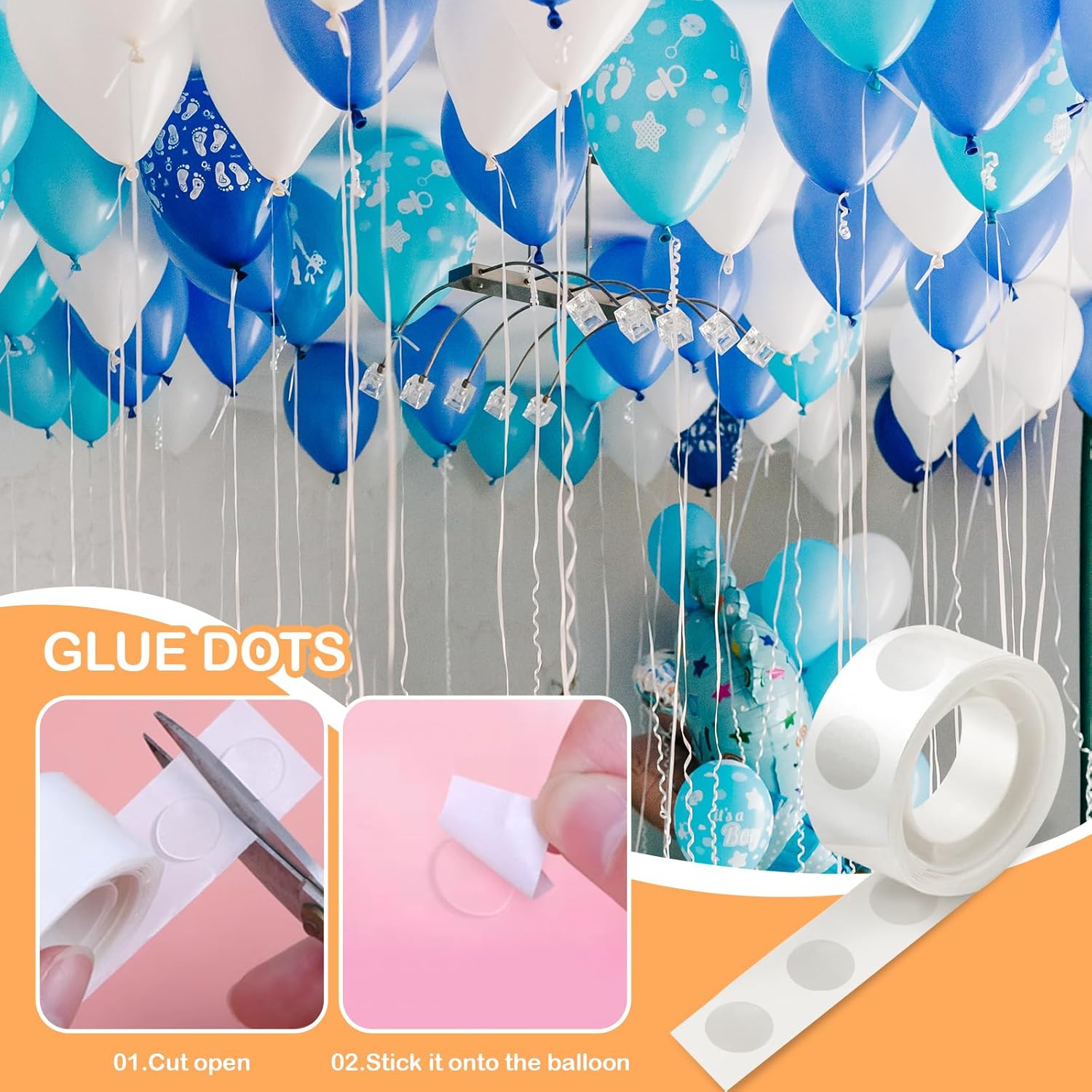 1000pcs Glue Point Clear Balloon Glue Removable Adhesive Dots Double Sided Dots of Glue Tape for Balloons Craft Glue Points Dots Sticky Dots or Wedding Decoration