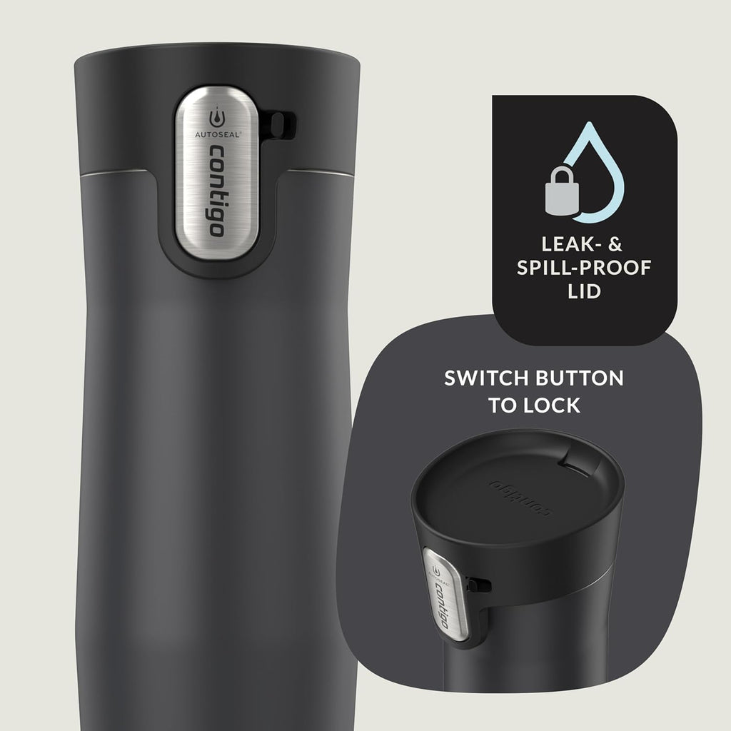 Contigo West Loop 3.0 Stainless Steel Insulated Travel Mug, Leak Proof with AutoSeal Lid, 16oz, Matte Black