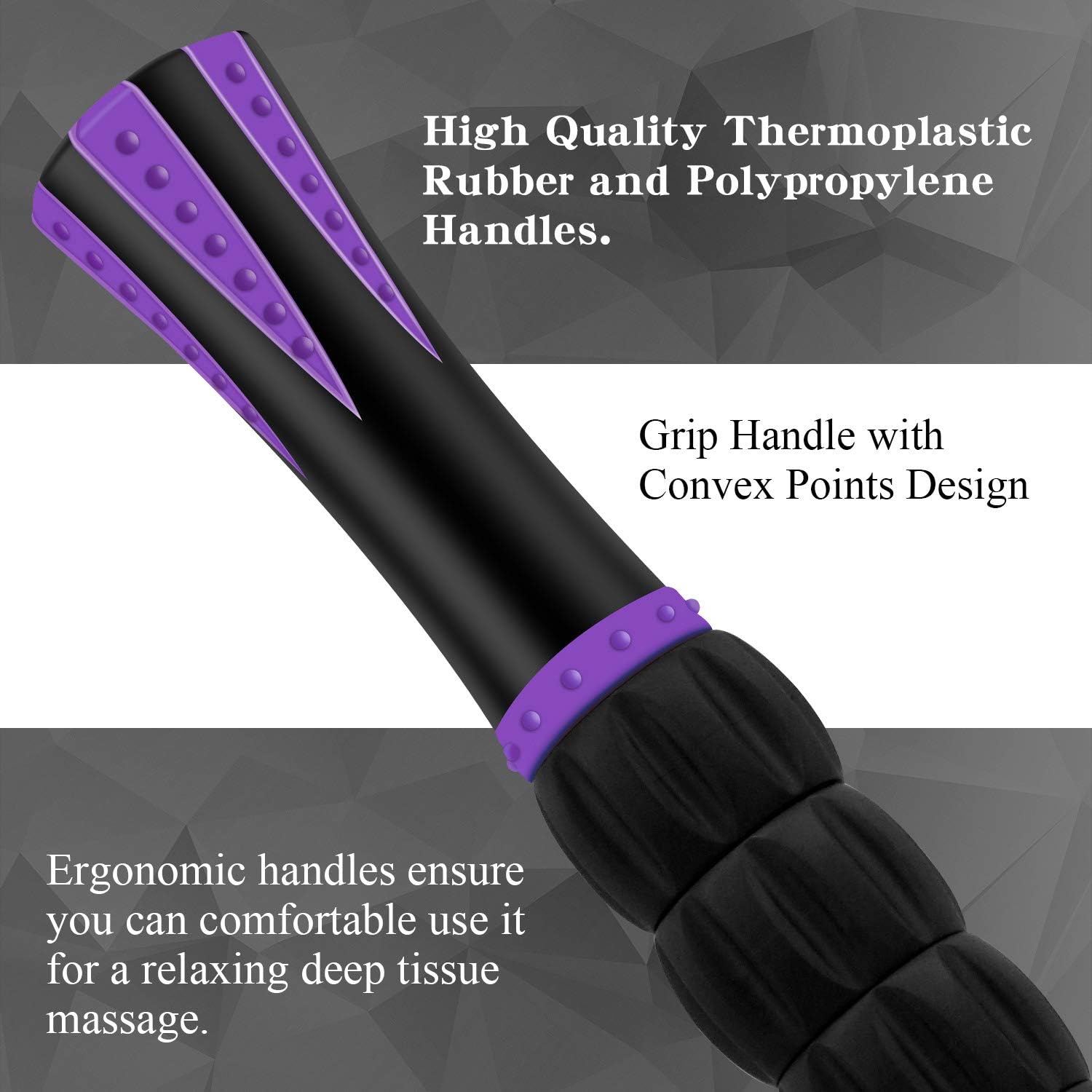 Muscle Roller Massage Roller Stick- Deep Tissue Fascia Blaster for Myofascial Pain Relief, Lymphatic Drainage & Body Sculpting, Handheld Physical Therapy & Recovery Tool (Purple Black-18 inch)