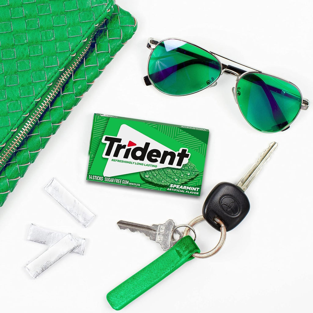 Trident Spearmint Sugar-Free Chewing Gum, 12 Packs of 14 Pieces (168 Total Pieces)