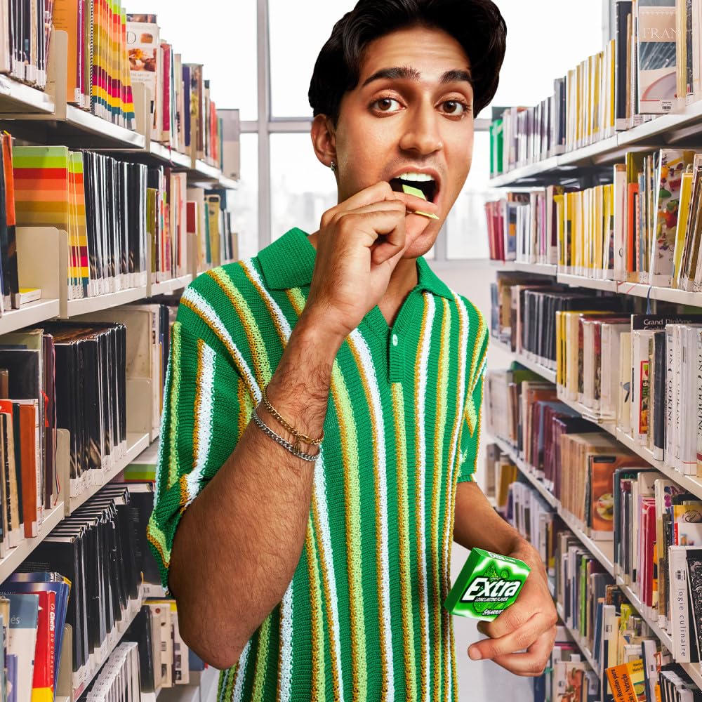 Extra Gum Spearmint Sugarfree Gum Bulk, Individually Wrapped, Perfect for Long Lasting Fresh Breath at School, Work & Travel 15 Count, Pack of 10
