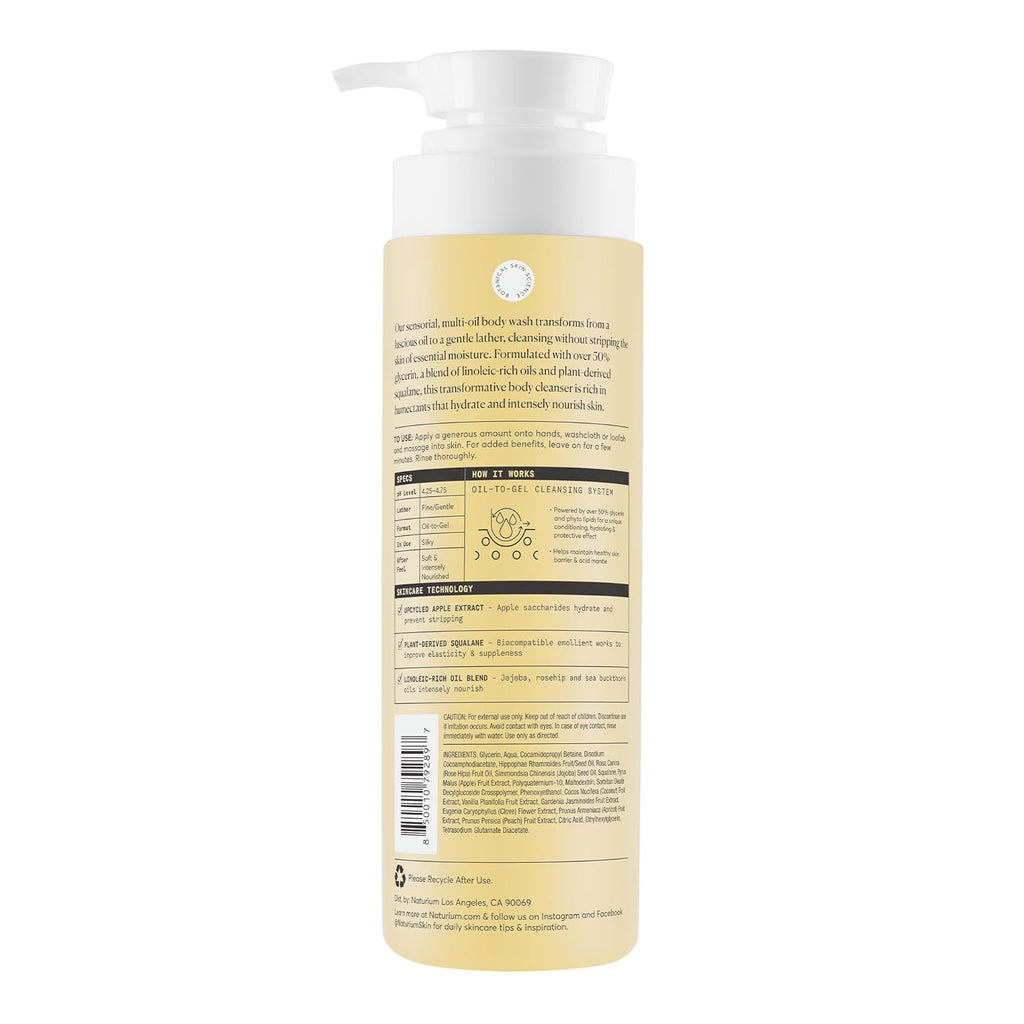 Naturium The Glow Getter Multi-Oil Hydrating Body Wash, Gentle Cleanser, 16.9 oz