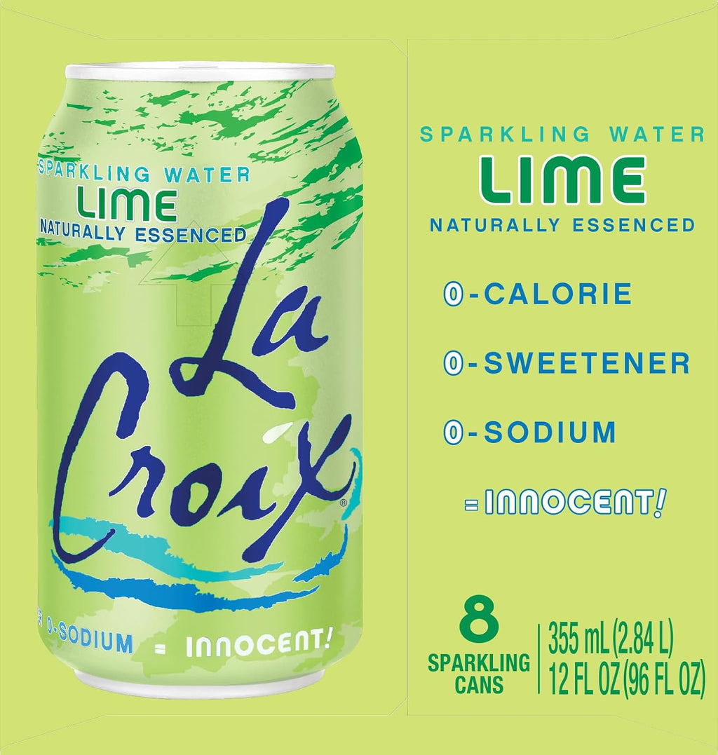 La Croix Sparkling Water, Lime, 12 Fl Oz (pack of 8)