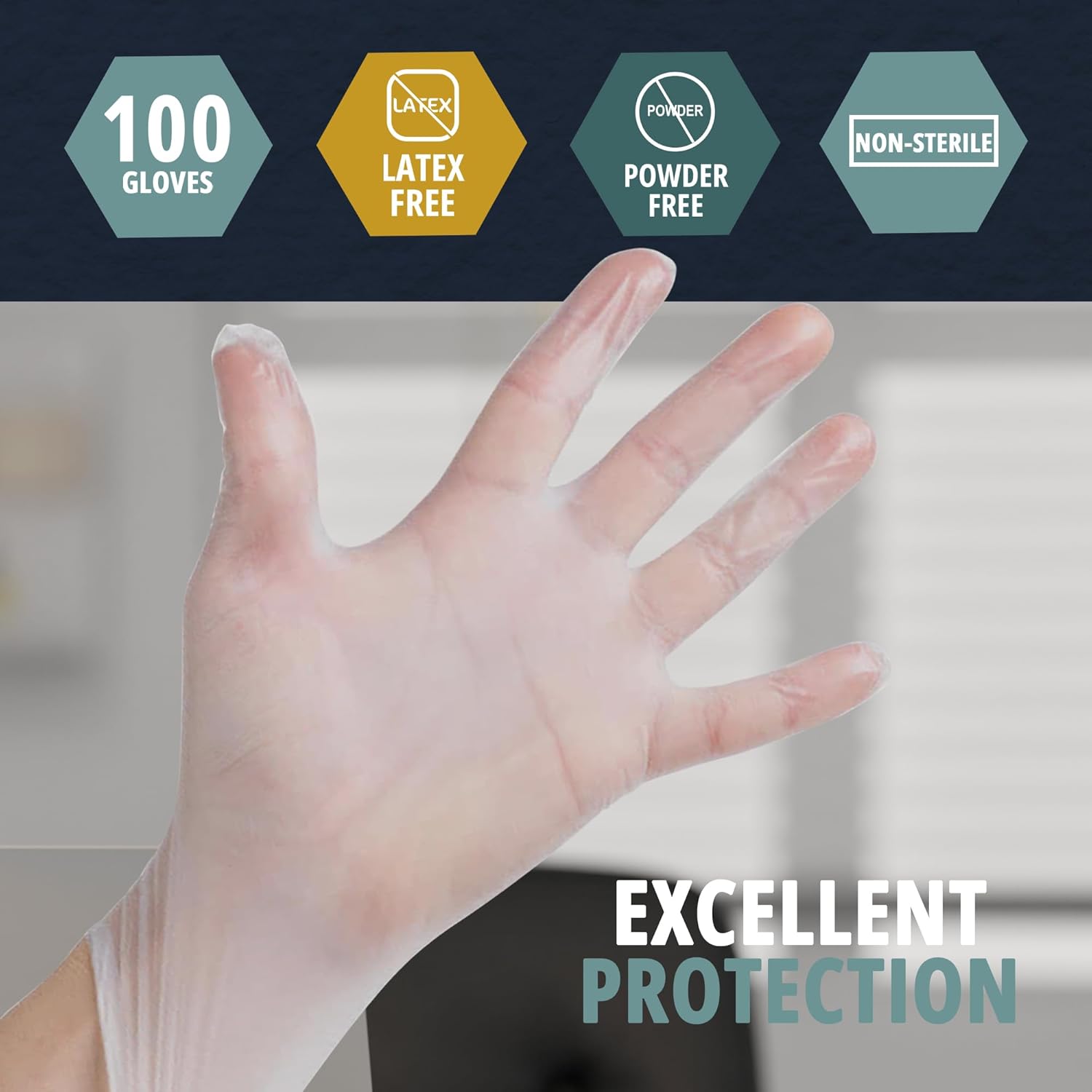 MED PRIDE Disposable Medical Grade Vinyl Exam Gloves, Latex & Powder Free, Ultra-Strong, for Healthcare & Food Handling (Medium (Pack of 100) 100 Clear)