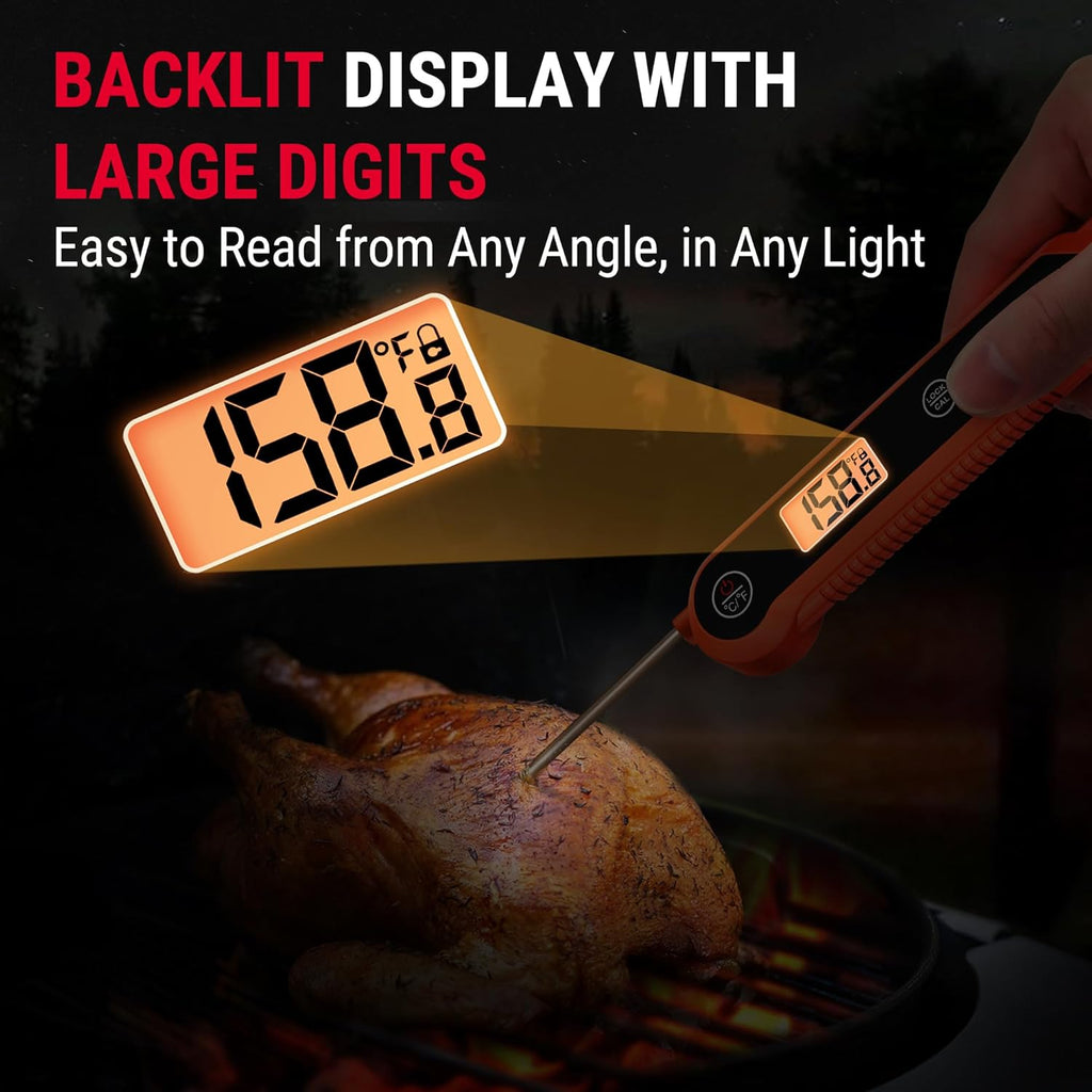 TempPro Digital Instant Read Meat Thermometer for Grilling Waterproof Kitchen Food Thermometer with Calibration Backlight Baking Bread Candy Thermometer Cooking Tools Utensils (Previously ThermoPro)