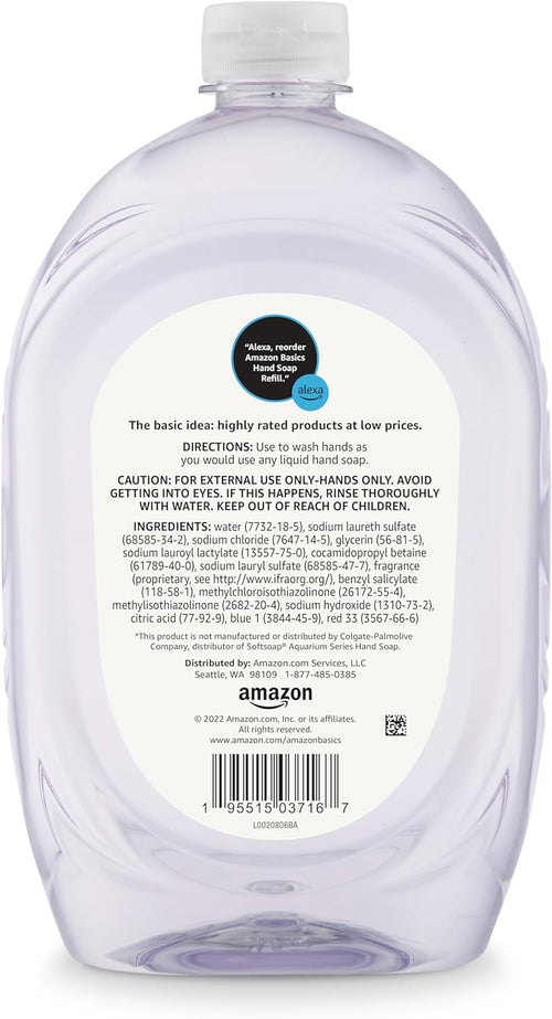 Amazon Basics Gentle & Mild Clear Liquid Hand Soap Refill, Triclosan-Free, Dermatologist-Tested, pH Balanced, Cruelty-Free, 50 Fluid Ounces, 1-Pack (Previously Solimo)
