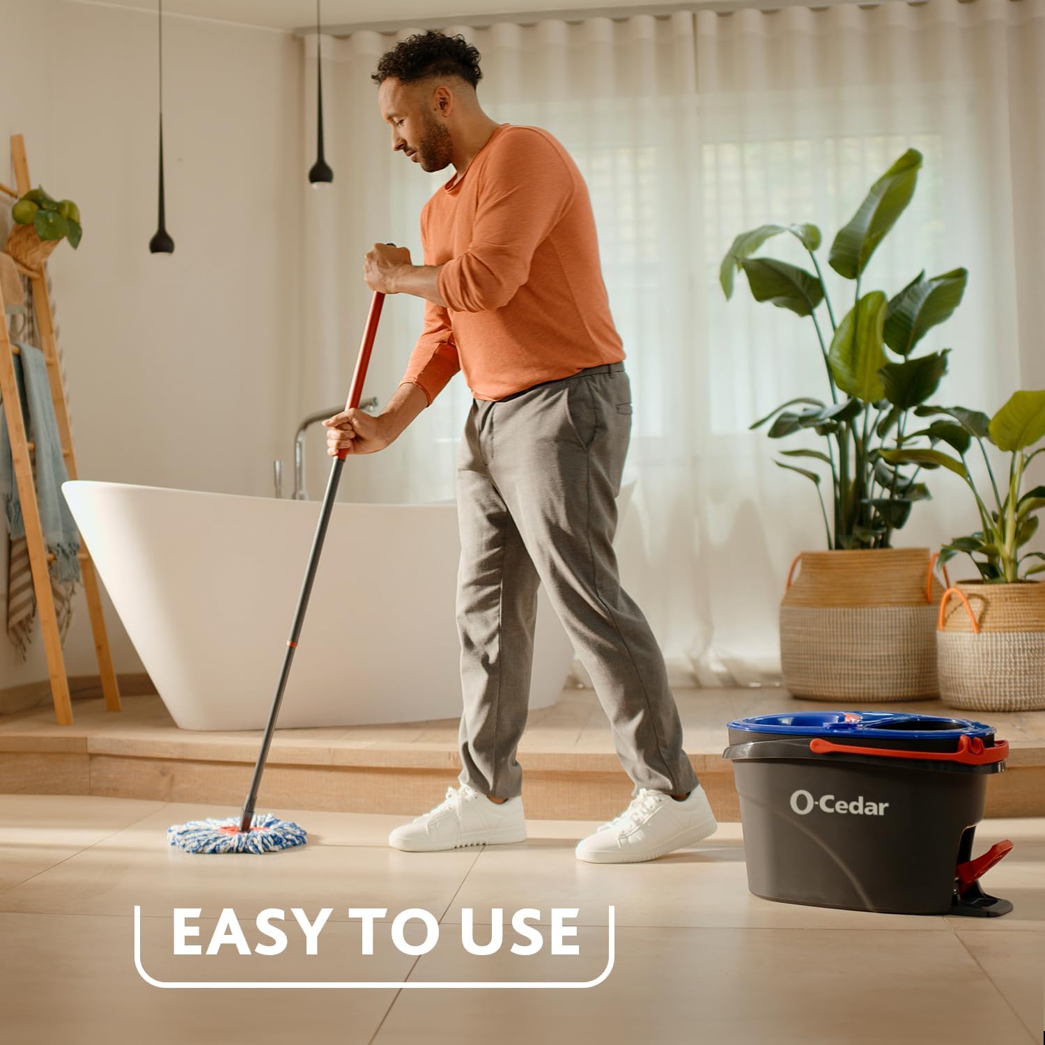O-Cedar RinseClean Spin Mop & Bucket System | Clean with Water | Removes 99% of Bacteria